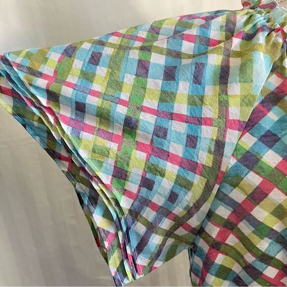 Zac & Rachel Checkered Lightweight Button Front Popover Blouse Women’s Size M - Picture 4 of 9